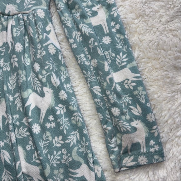 Play by Little Sleepies Girl 5 Unicorn Garden Twirl Dress Mint White Long Sleeve - Picture 5 of 12